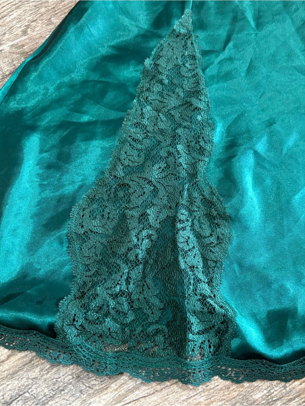 Vtg Victoria’s Secret Emerald Green Satin Lace Slip Dress 90's Gold Label Sz S - Picture 9 of 11